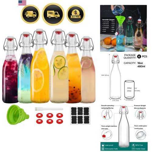 Pack swing top glass - 6, bottles